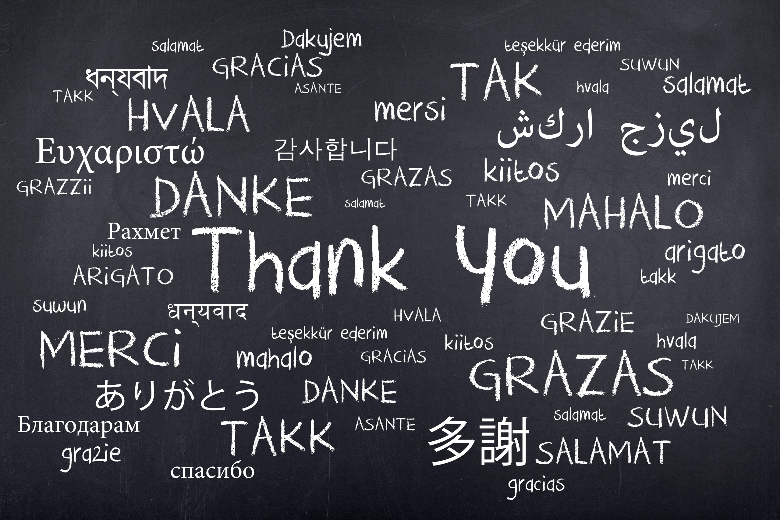 Thank You Word Cloud in Many Different Languages